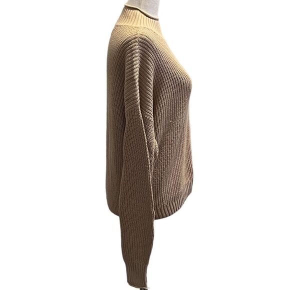 Hollister Womens Tan Ribbed Knit Mock Turtle Neck Sweater Dolman Sleeves Small - Picture 2 of 10